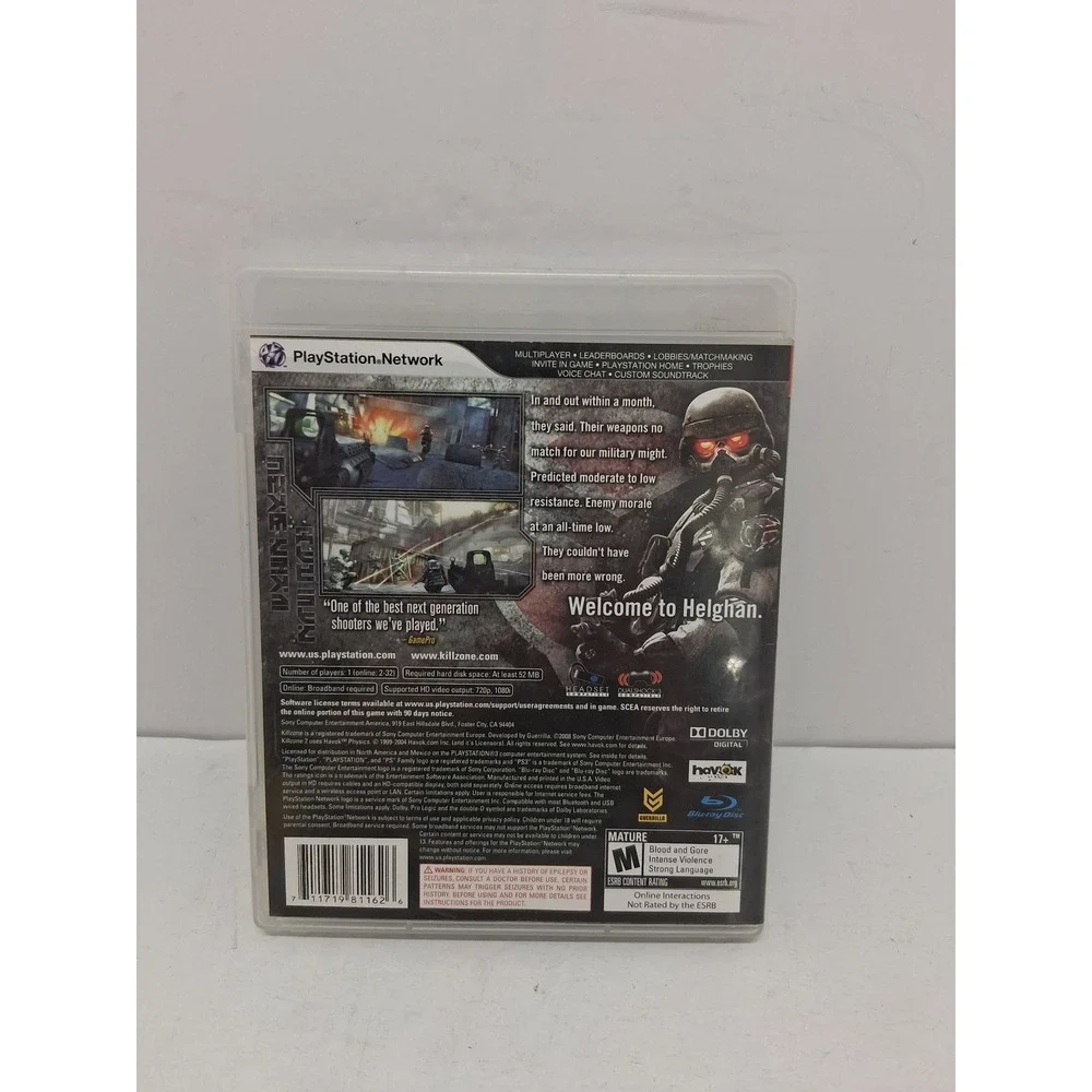 Killzone 2 Sony PlayStation 3 PS3 Game Complete CIB First Person Shooter FPS
